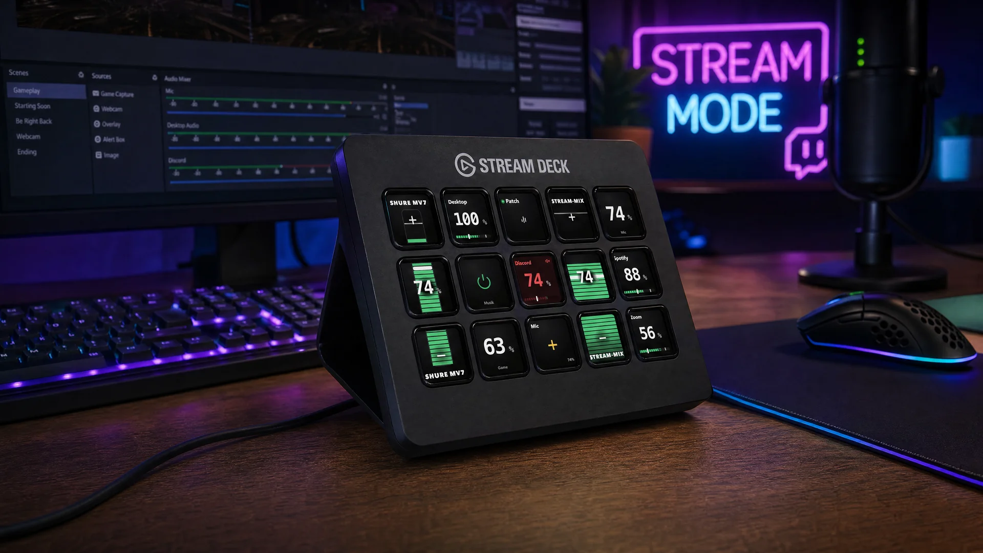 Stream Deck MK.2 mit NoicePatch im Streaming-Setup