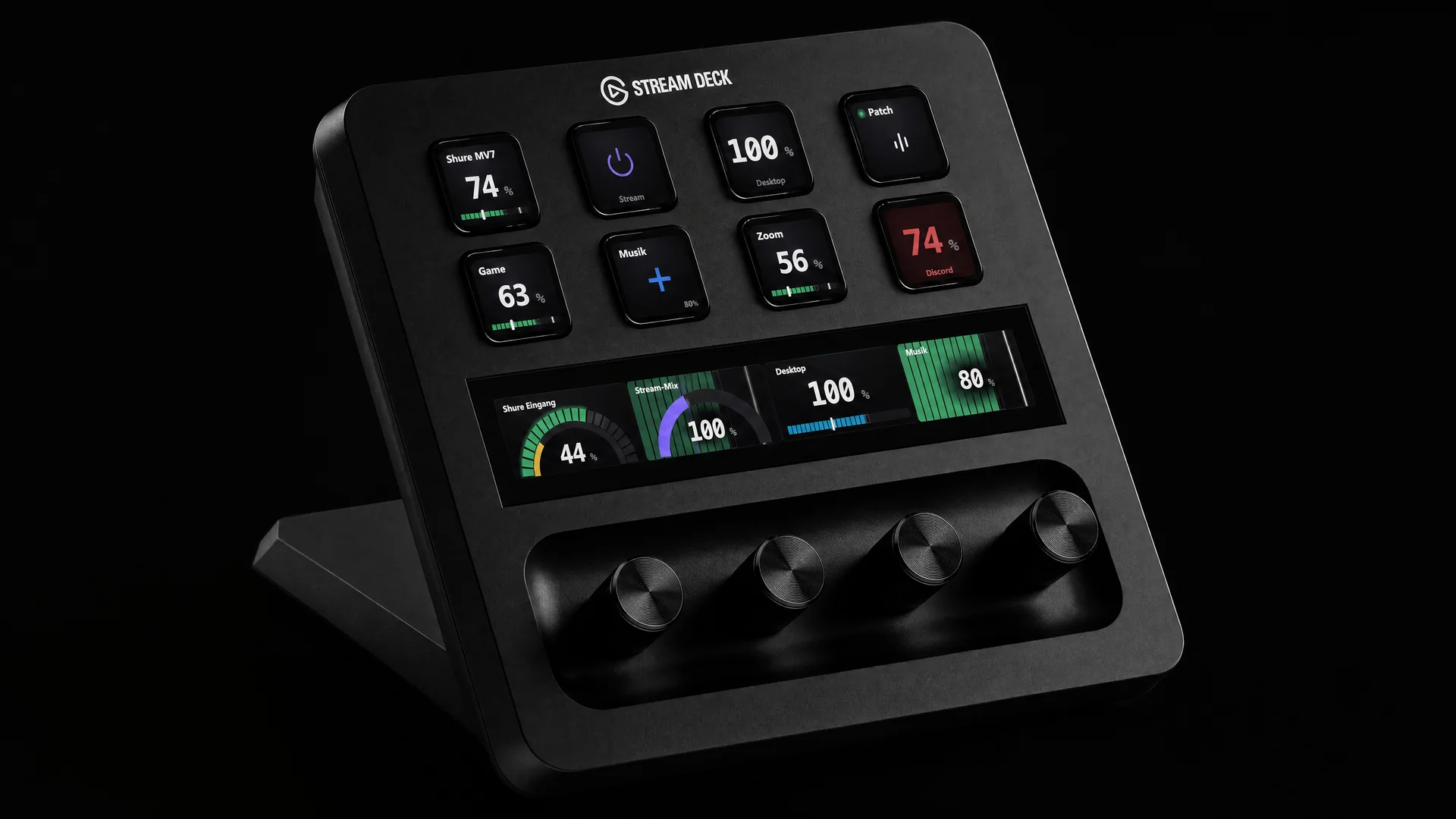 Stream Deck + mit NoicePatch: Tasten und durchgehender Dial-Touchstrip