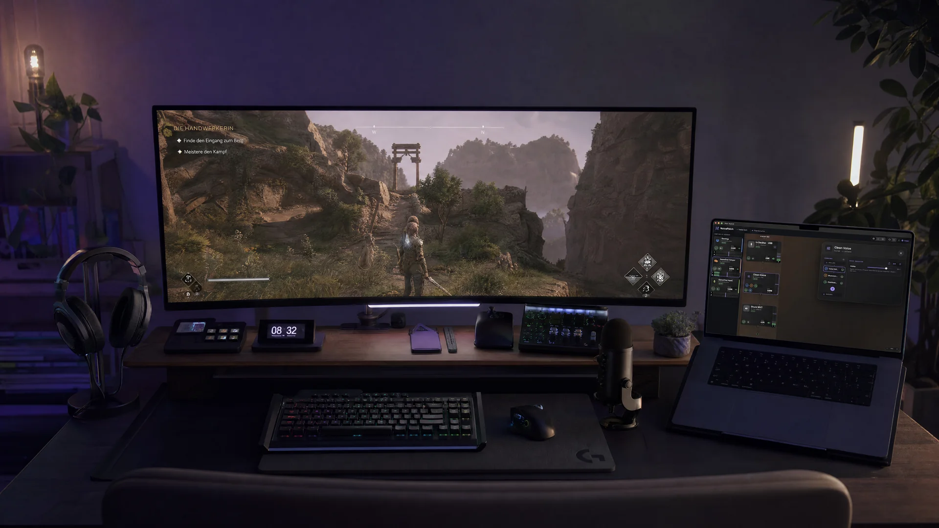 Streaming-Setup mit Ultrawide-Monitor, Stream Deck und NoicePatch